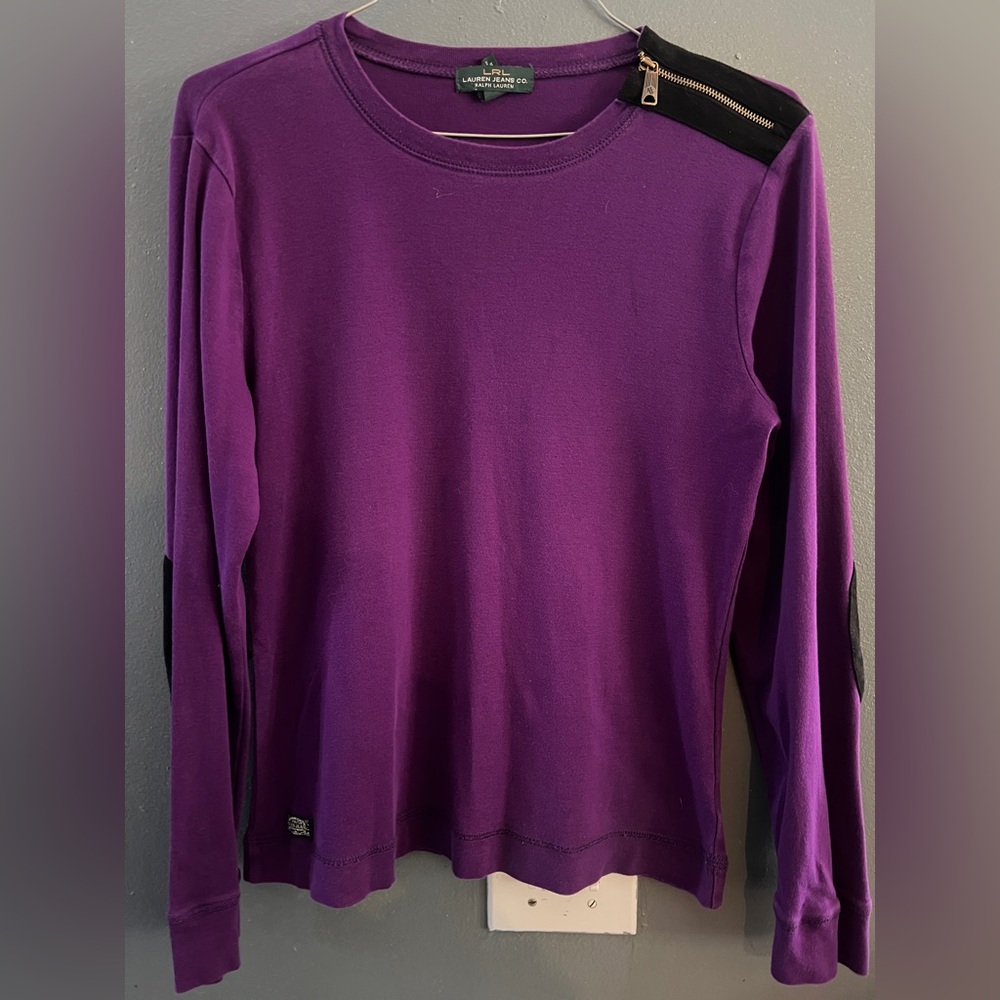 Purple Long Sleeve Top with Zipper Detail